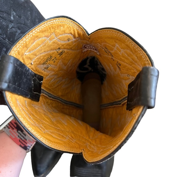 Nocona Mens Black Leather Cowboy Boots size 10 D 35956 - Picture 9 of 10